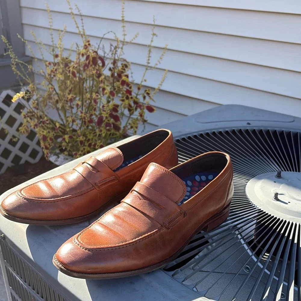 Cole Haan Tan Leather Slip-On Loafers - Picture 4 of 5